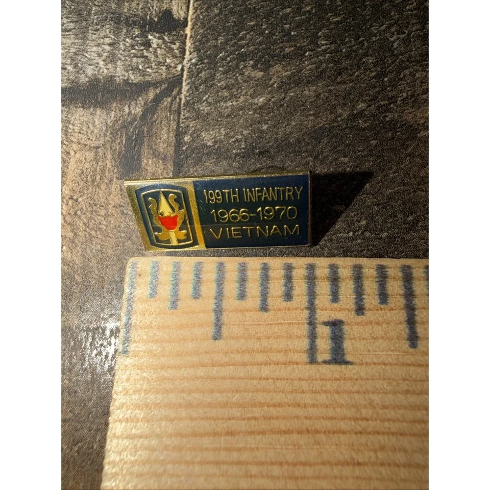 199TH INFANTRY BRIGADE 1966-1970 VIETNAM ENAMEL HAT LAPEL PIN USED EX